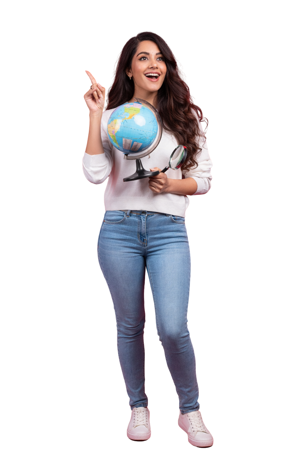 Student with globe